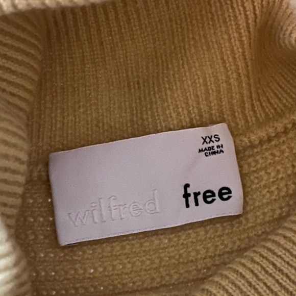Aritzia Wilfred Free Lolan 100% Merino Wool Cairo Gold Cozy Casual Sweater XXS - Picture 13 of 14